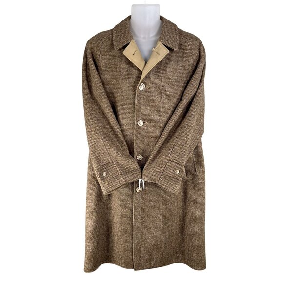 Brooks Brothers Mens 42R Reversible Herringbone Tweed Wool & Cotton Trench Coat - Picture 6 of 16